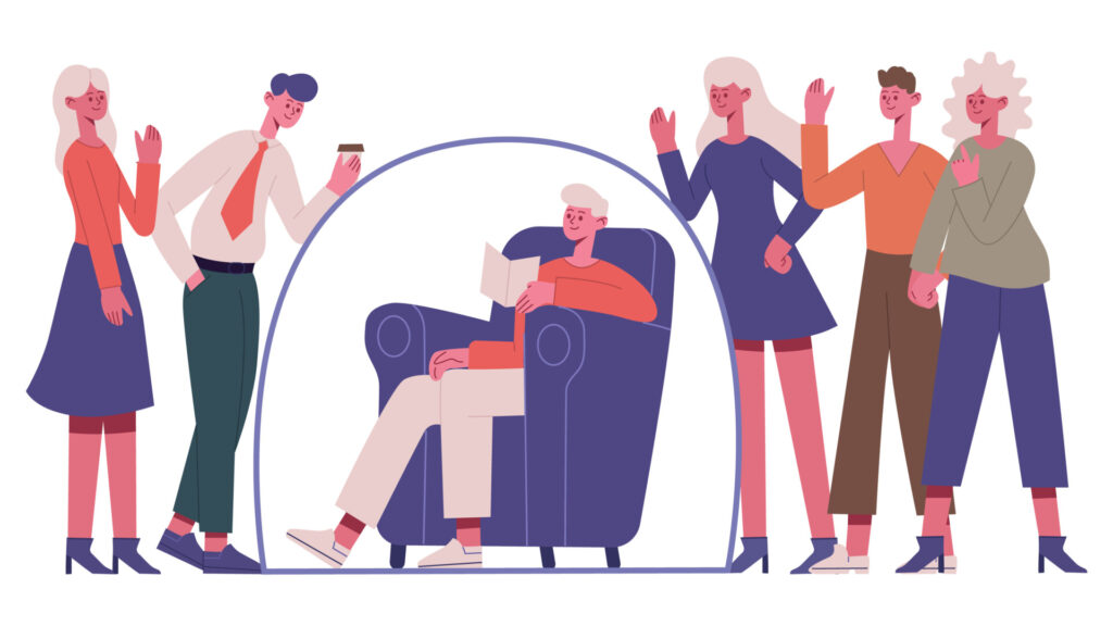 Signs of an Introvert Personality: Types, Traits & Characteristics 1 Unsocial introverted person. Unsocial woman people group separation, young introvert girl in bubble vector illustration. Introverted female character