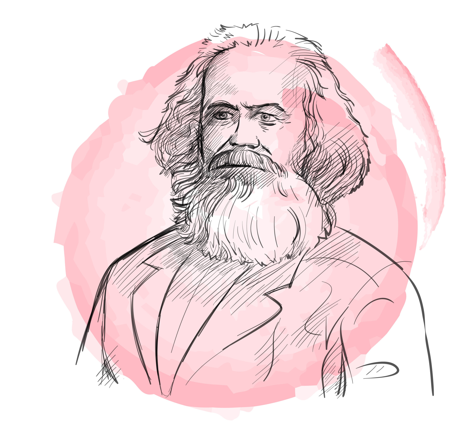 Major Criticisms of Marxism 1 A hand drawn portrait of Karl Marx