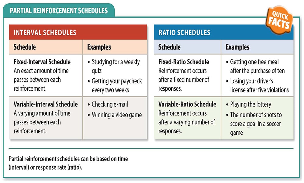 Schedules of Reinforcement in Psychology (Examples) 3 Partial (Intermittent) Reinforcement Schedules