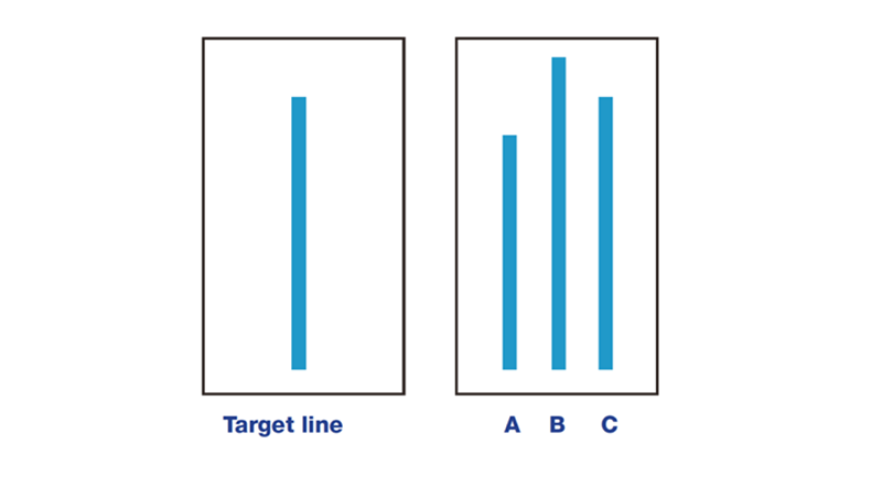 Asch Conformity Line Experiment 2 Asch experiment target line and three comparison lines